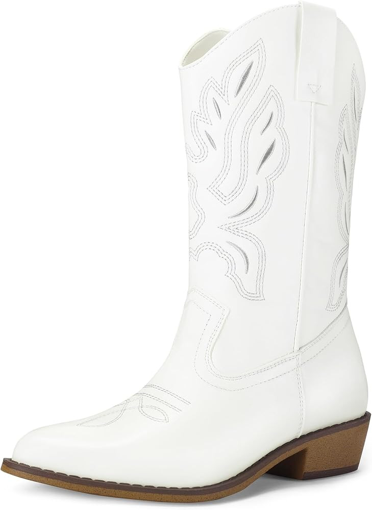mysoft Women's Western Cowboy Boots Embroidered Mid-Calf Pointed Toe Cowgirl Boot, Accommodate Bo... | Amazon (US)