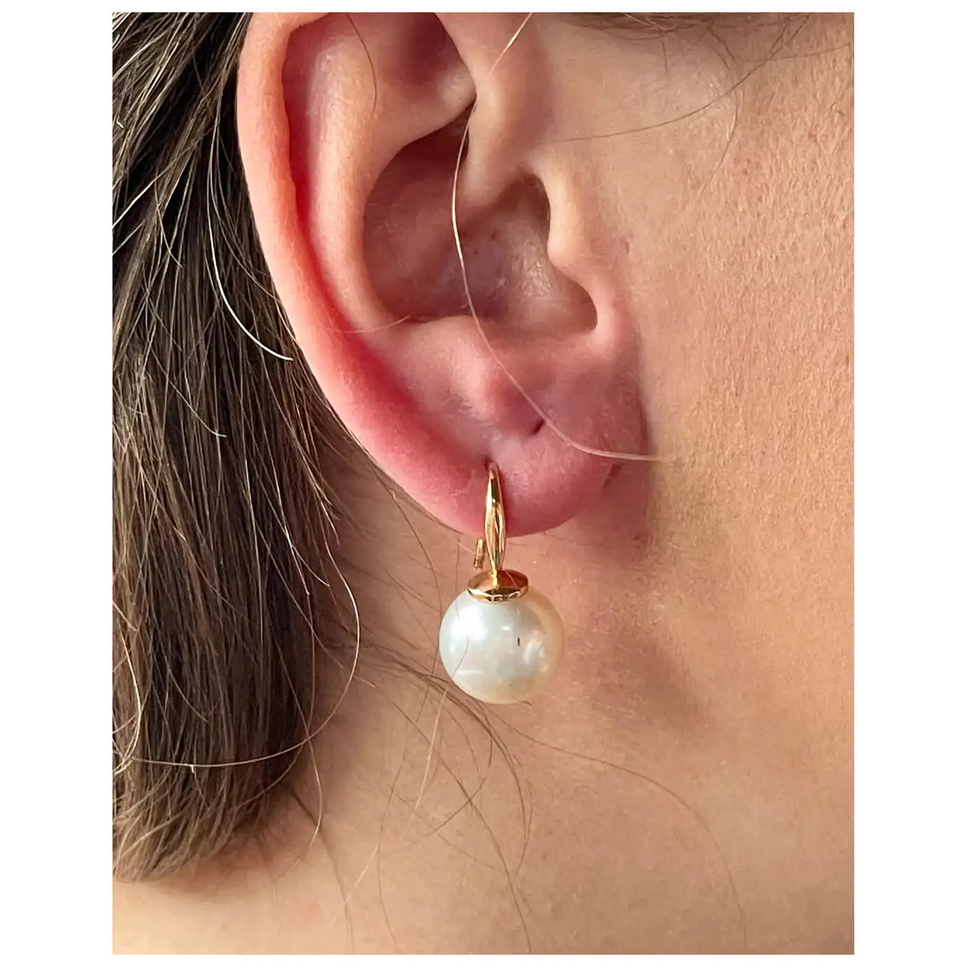 18 K Rose Gold Hook Drop South Sea Pearl Earrings | 1stDibs