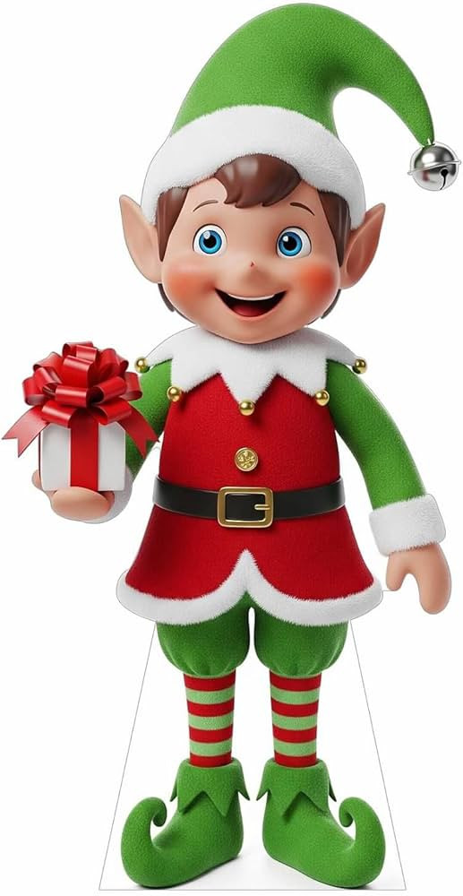 Christmas Elf Cardboard Cutouts, 4mm Corrugated Plastic Standee Decorations, Indoor Outdoor Xmas ... | Amazon (US)