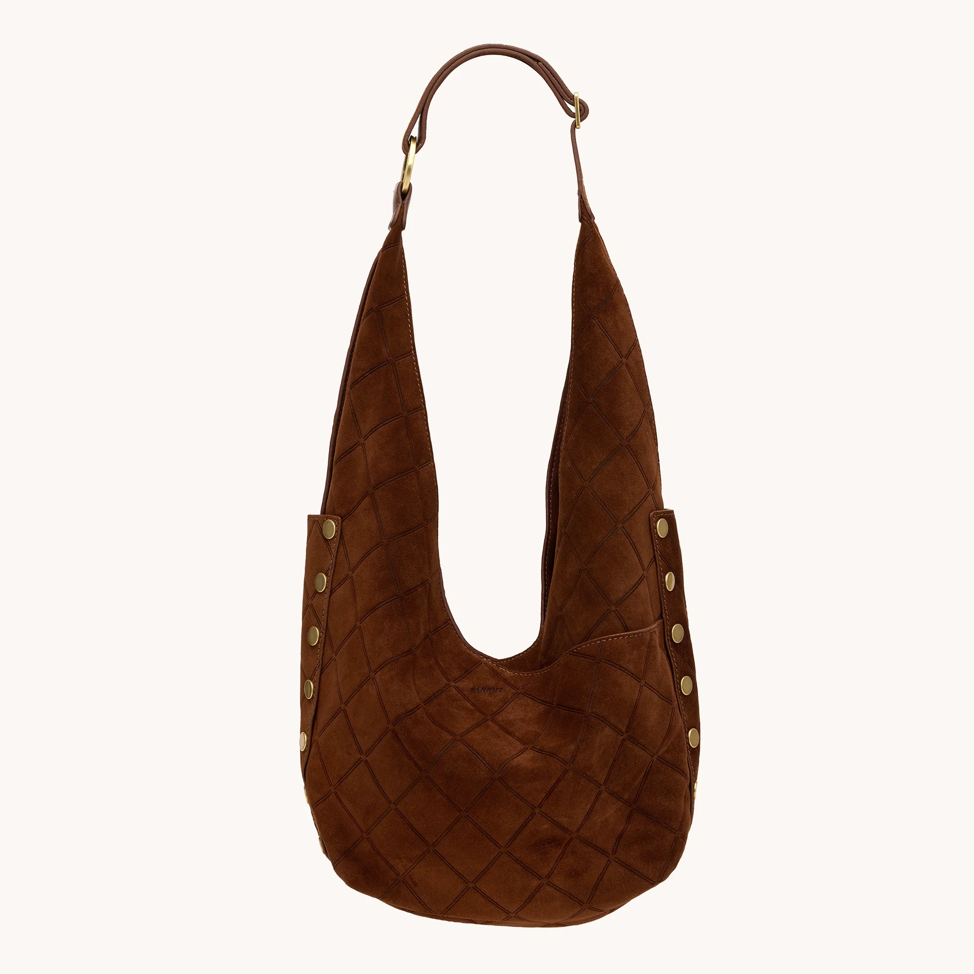 Tom Zip | Chocolate Diamond Suede/Antique Gold | Lrg 840220522889 | Hammitt (US)