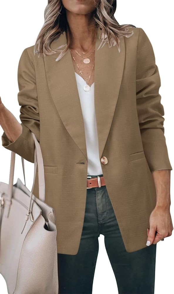 ZDLONG Lightweight Blazer Jackets for Women Lapel Long Dress Blazer Suits with Pockets for Work O... | Amazon (US)