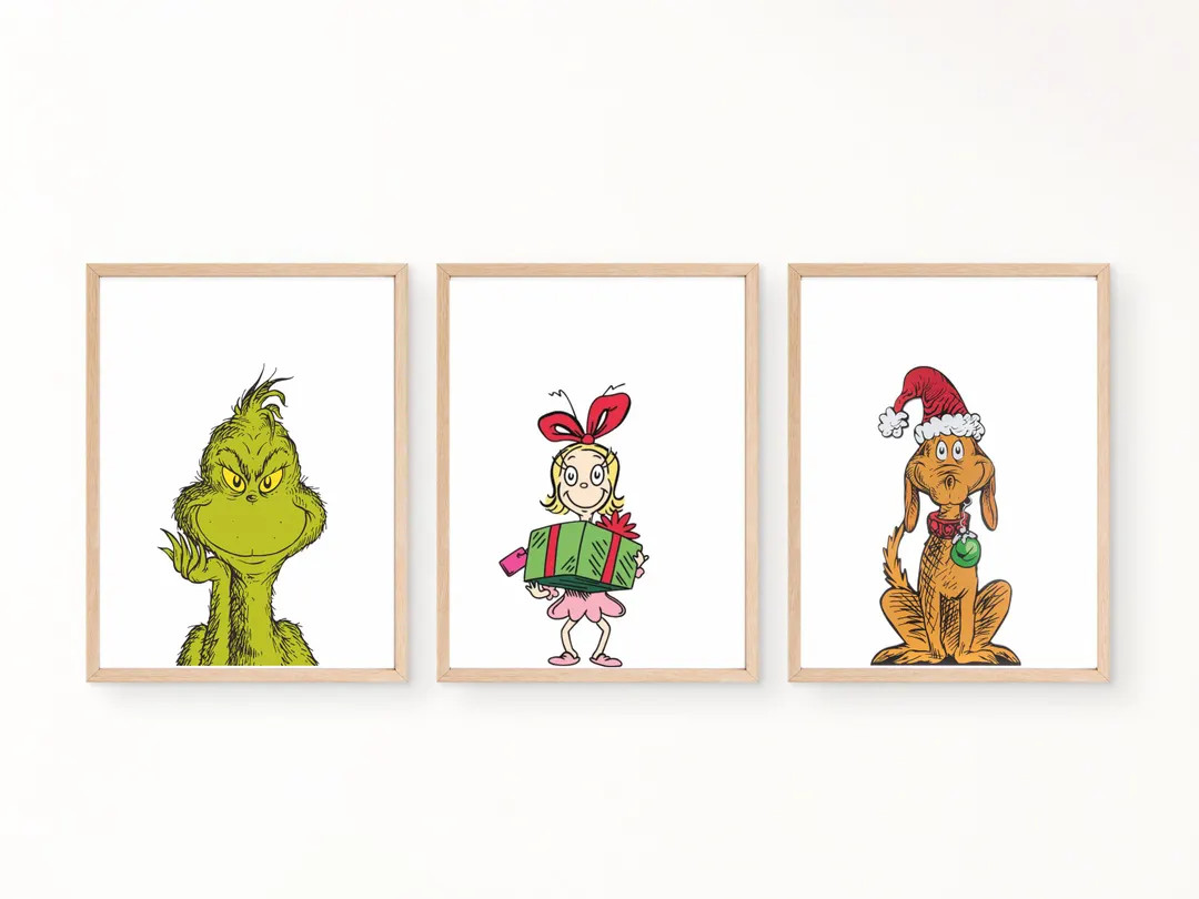 Grinch, Cindy Lou, & Max Christmas Art Prints (Digital Download) | Etsy (US)