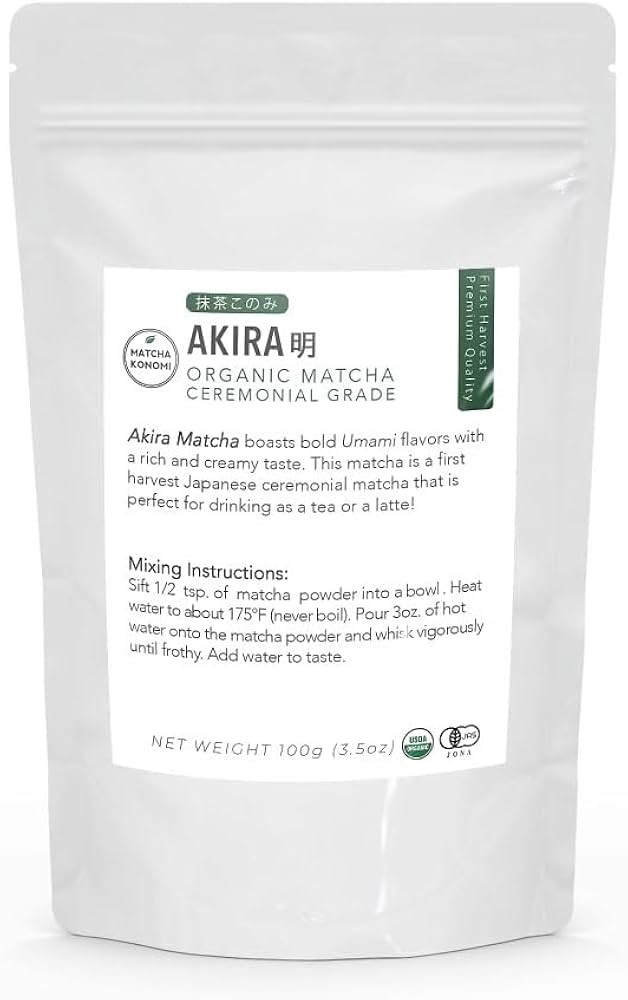 Akira Matcha 100g - Organic Premium Ceremonial Japanese Matcha Green Tea Powder - First Harvest -... | Amazon (US)