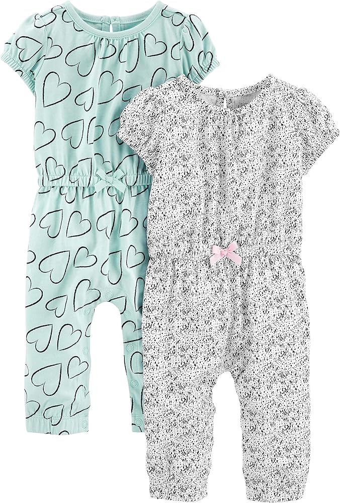 Simple Joys by Carter's Toddler and Baby Girls' Fashion Jumpsuits, Pack of 2 | Amazon (US)
