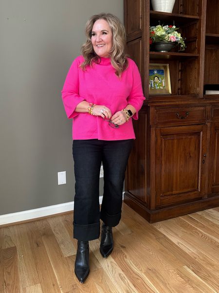 Happy dressing! Wearing an XL in the sweater. A 32 in the jeans. They are a relaxed straight leg jeans with lots of stretch. I cuffed them for today. 
15% off your order at Avara with code NANETTE15

Great work from home look. 

Valentine’s Day office outfit

#LTKmidsize #LTKworkwear #LTKfindsunder100