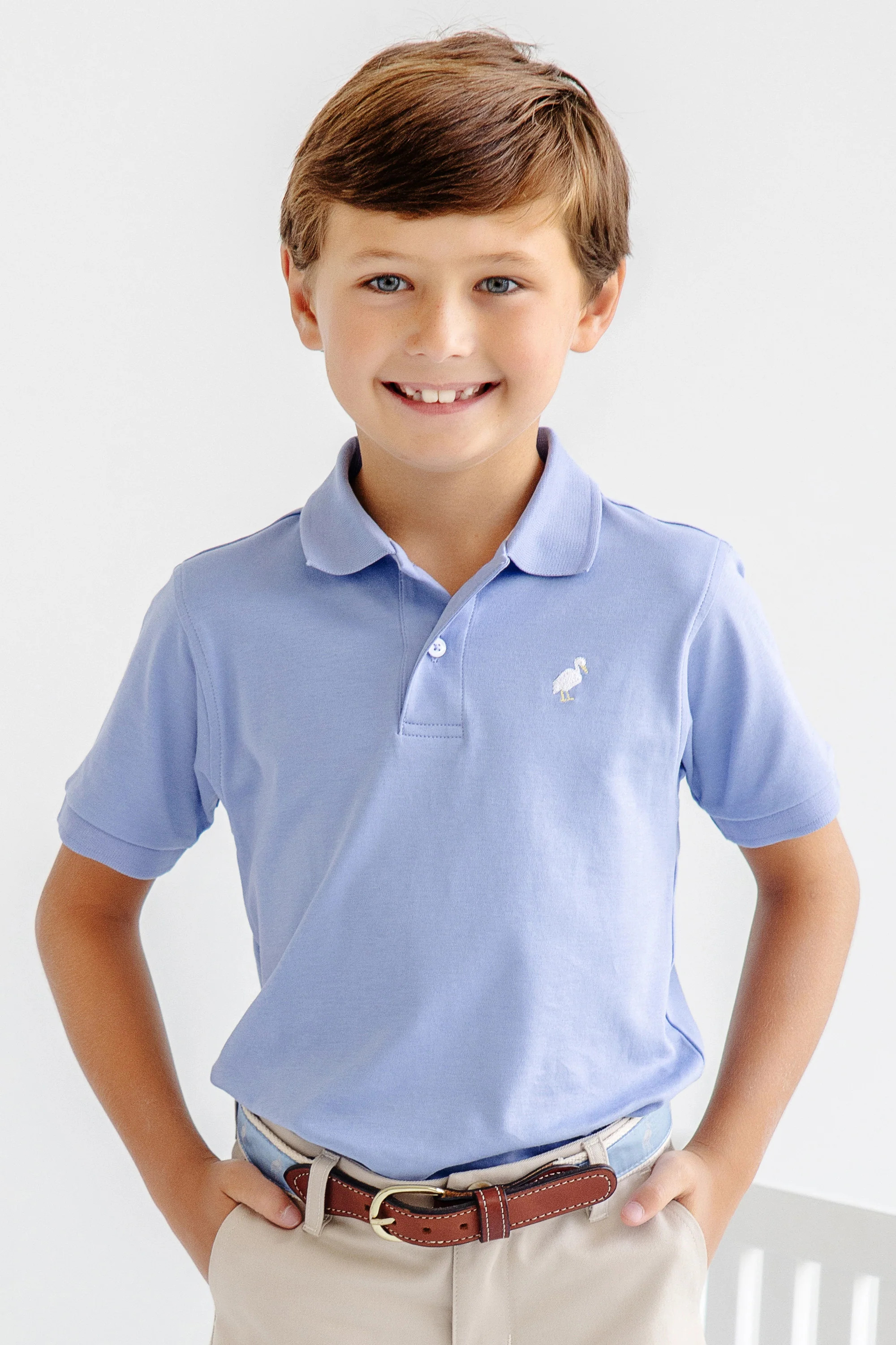 Prim & Proper Polo & Onesie - Park City Periwinkle with Worth Avenue White Stork | The Beaufort Bonnet Company