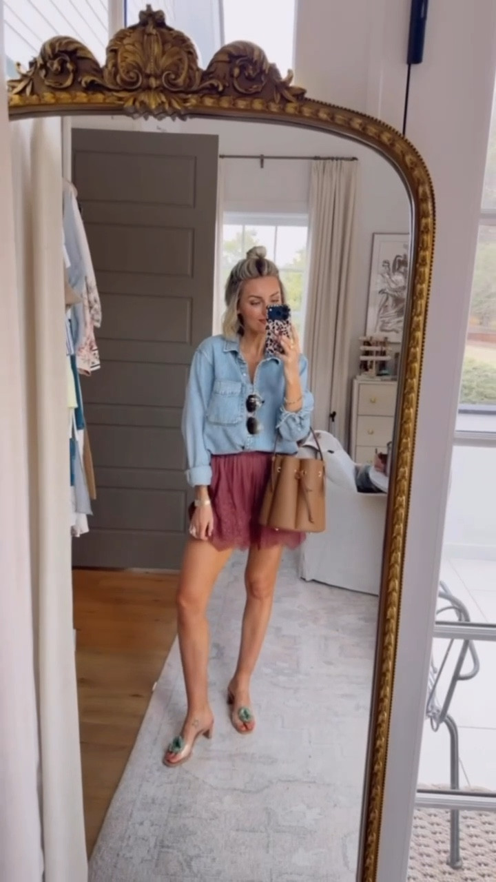 How cute is this spring outfit?! You can get these satin shorts, purse, and shoes all 20% off with my code LOVERLY20 👏🏼 Wearing M in this denim button down & S in the mauve shorts!

Loverly Grey, Anthropologie sale, spring outfit, satin lace shorts, denim button down

#LTKSaleAlert #LTKSeasonal