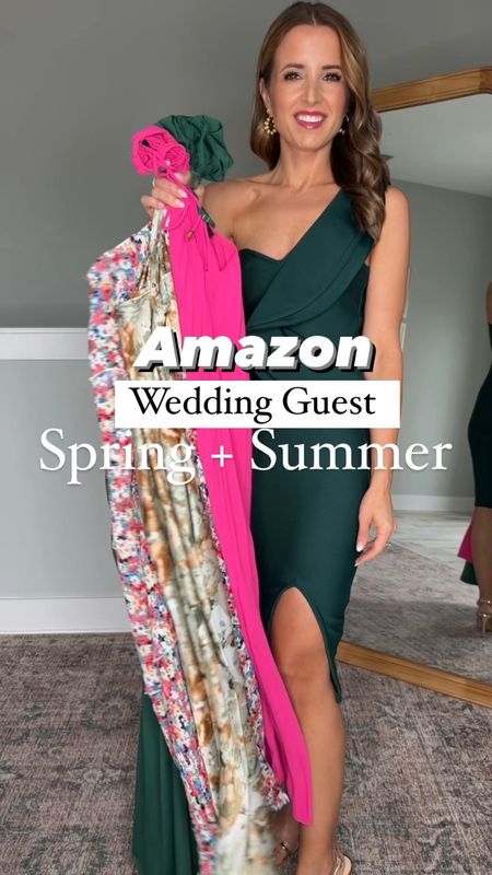 Amazon wedding guest dressses. Spring wedding guest dresses. Summer wedding guest dresses. Amazon cocktail dresses. Spring dresses. Amazon Party dresses. 

*Wearing smallest size in each. The one shoulder floral midi dress is a little big in the torso/bust on me. I am 5’3, 110, 32b. 

#LTKtravel #LTKwedding #LTKparties