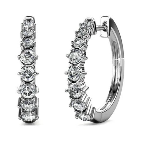 Cate & Chloe Claire 18k White Gold Plated Hoop Earrings with Swarovski Crystals Gift for Women | Walmart (US)