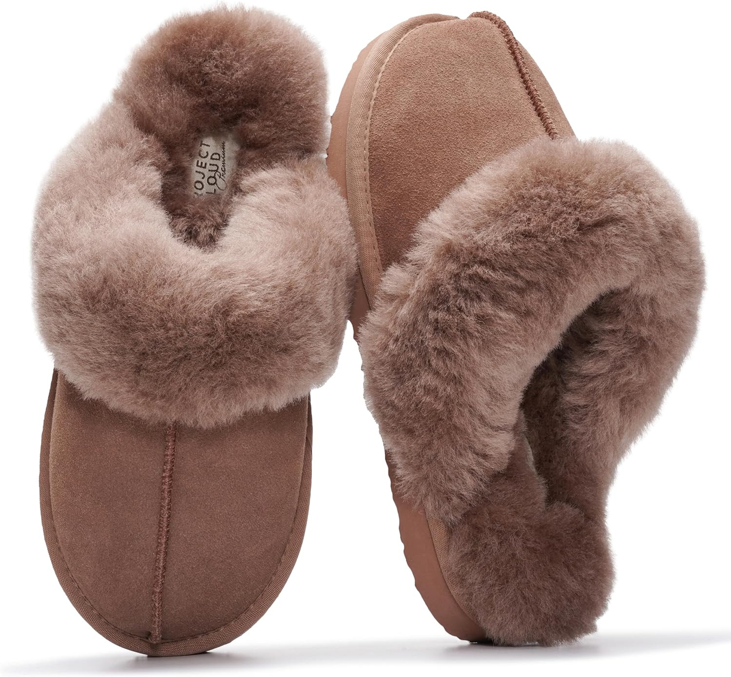 100% Genuine Leather Womens Natural Fur-Lined Clog Slippers for Women | Amazon (US)