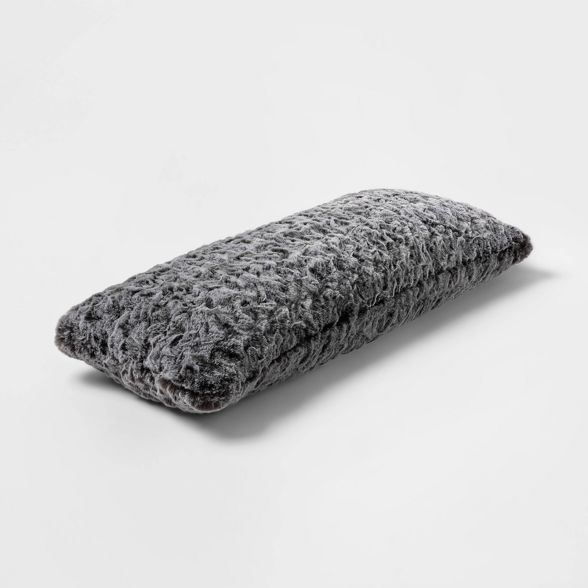 Oblong Oversized Faux Fur Decorative Throw Pillow Gray - Threshold™ | Target