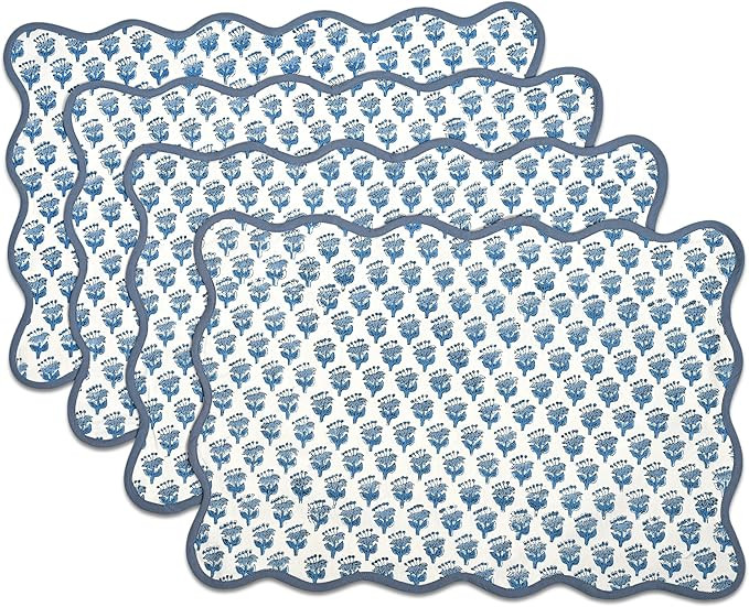 CPC 100% Cotton Reversible Placemat Apatite Blue Set of 4 14x20 Inches Machine Washable Farmhouse... | Amazon (US)