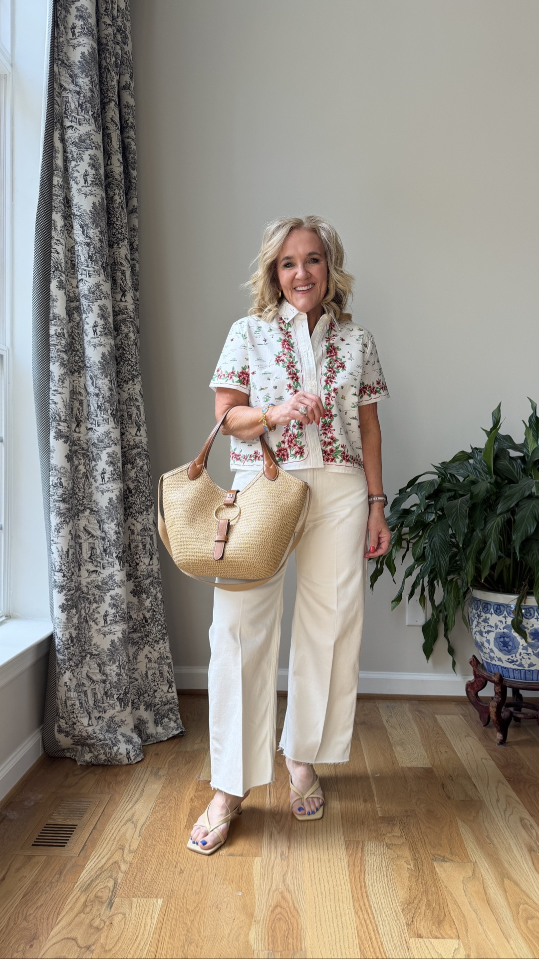 JCREW pieces 
Top size medium jeans are a barrel and fitted through waist and hips wearing a 29 petite 

Summer casual

#LTKootd #LTKOver40 #LTKPetite