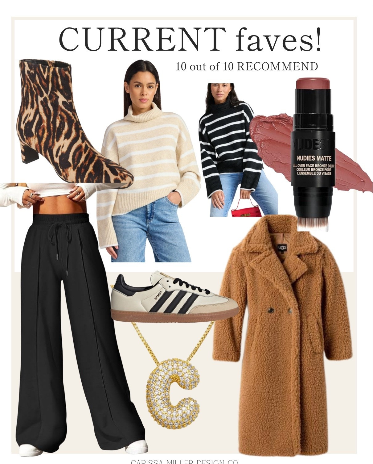 You guys I’m sharing my current favorite finds that I can’t recommend enough.  Emmy and I are wearing these soft striped turtleneck seaters from Walmart that are only $22 ON REPEAT.  She wore hers to her Friendsgiving with white jeans and it was so cute.  I’m wearing mine today with these wide leg Amazon pants that I absolutely love and get so many compliments on when I wear them.  This 3 in 1 blush, bronzer and lipstick was what I got for our favorite things party and IM OBSESSED.  It’s like a one stop shop for beauty! Great stocking stuffer or gift too! The target leopard booties are my absolute new favorite for only $25 and the Ugg teddy coat is on my wish list! 

#LTKHoliday #LTKmomlife #LTKGiftGuide