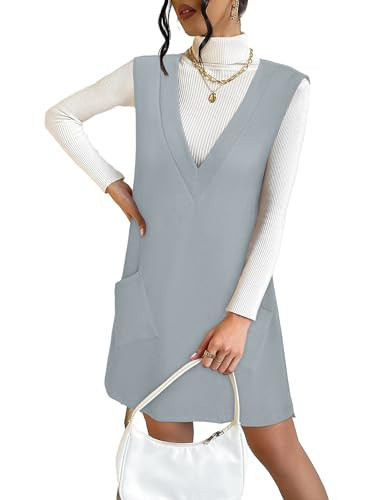 VETIOR Winter Dresses Sweater Christmas Casual Christmas Swing Sleeveless Spring Dresses for Women Grey S | Amazon (US)