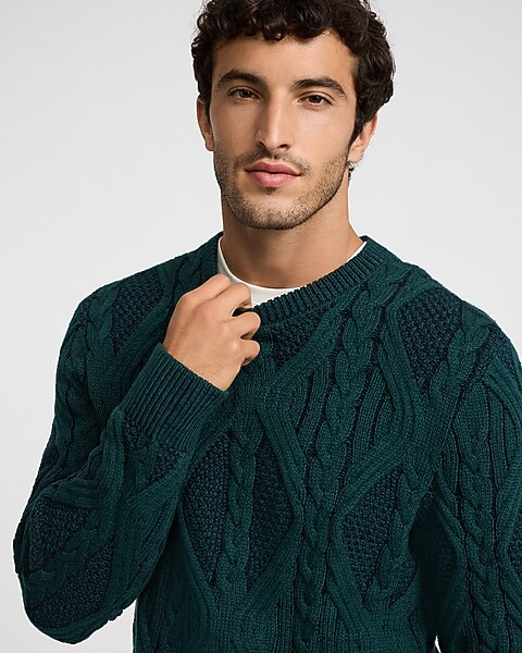 Cable Knit Crew Neck Sweater | Express
