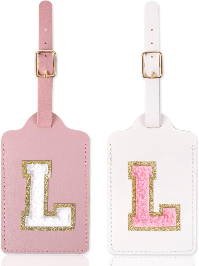 2 Pack Personalized Initial Luggage Tags for Suitcases with Chenille Letter, Cute Letter Luggage ... | Amazon (CA)