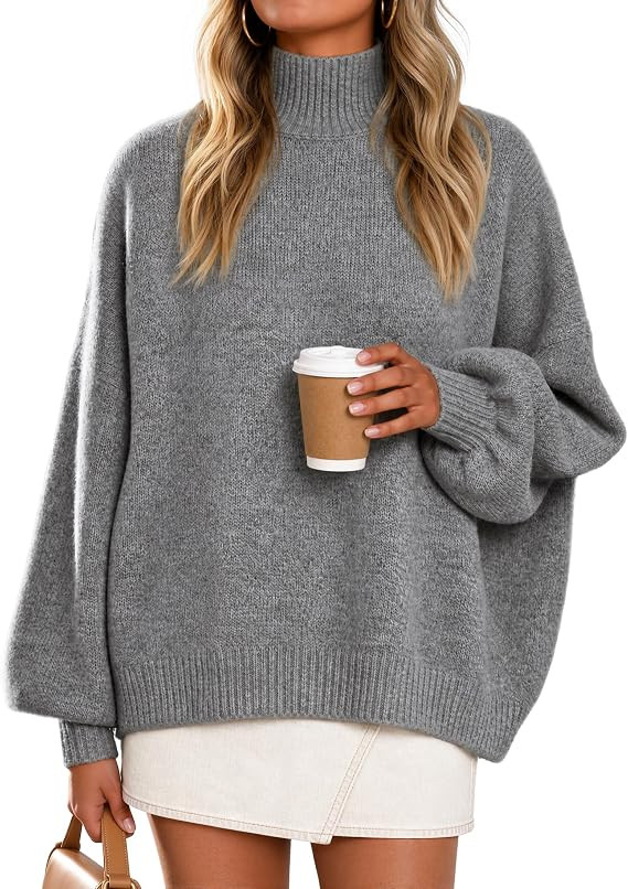 ZESICA Women's Fall Winter Long Sleeve Turtleneck Oversized Sweaters | Amazon (US)