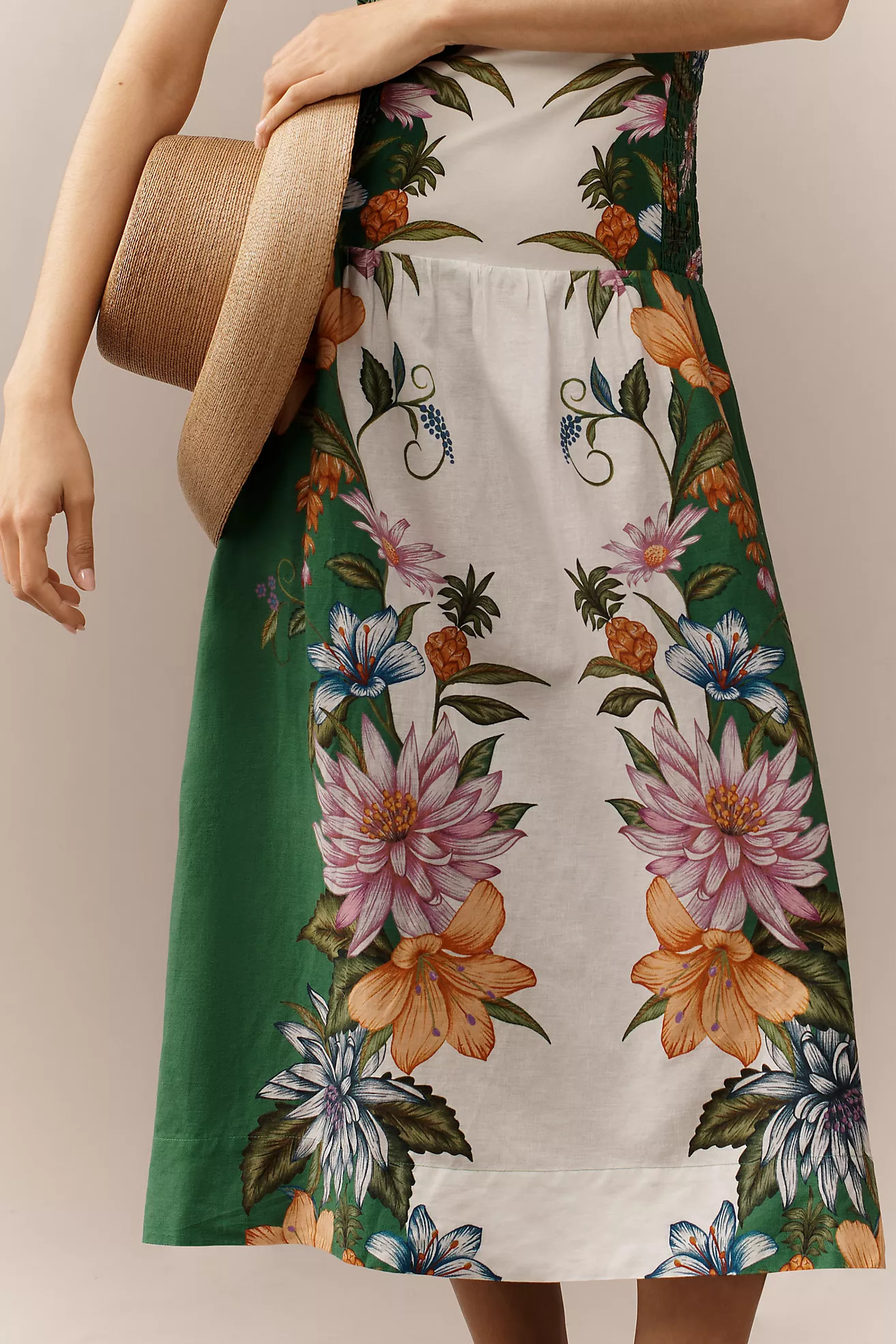 Farm Rio Sweet Bloom Dreamscape Linen Blend Sleeveless Midi Dress | Anthropologie (US)
