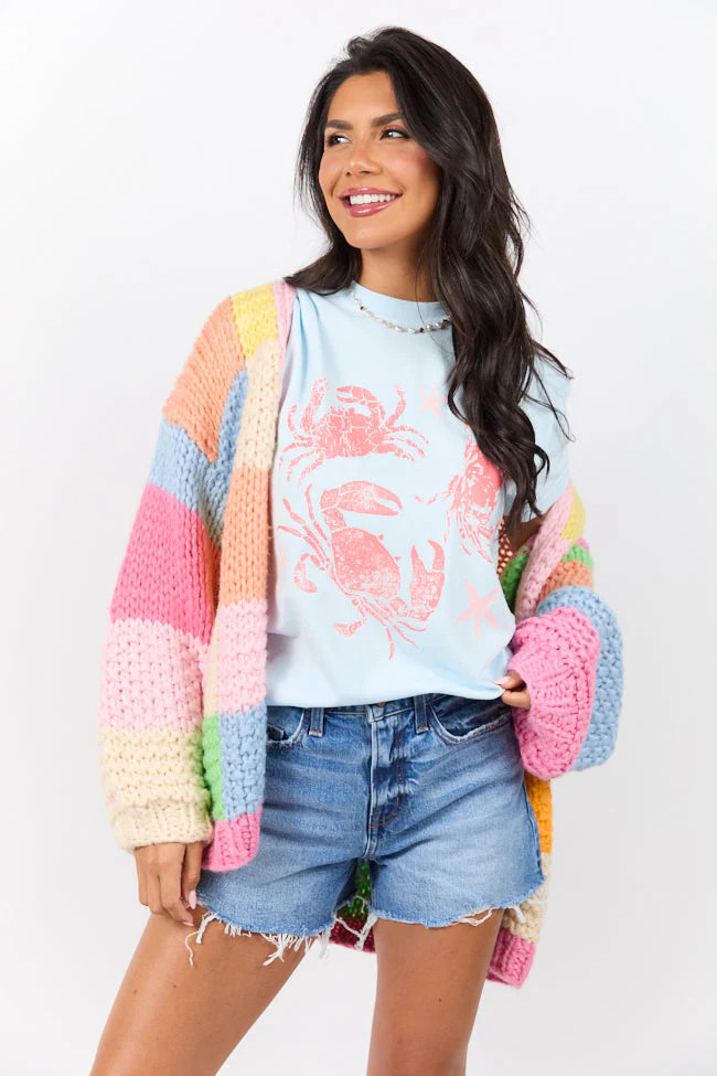 Crabby Light Blue Graphic Tee | Pink Lily