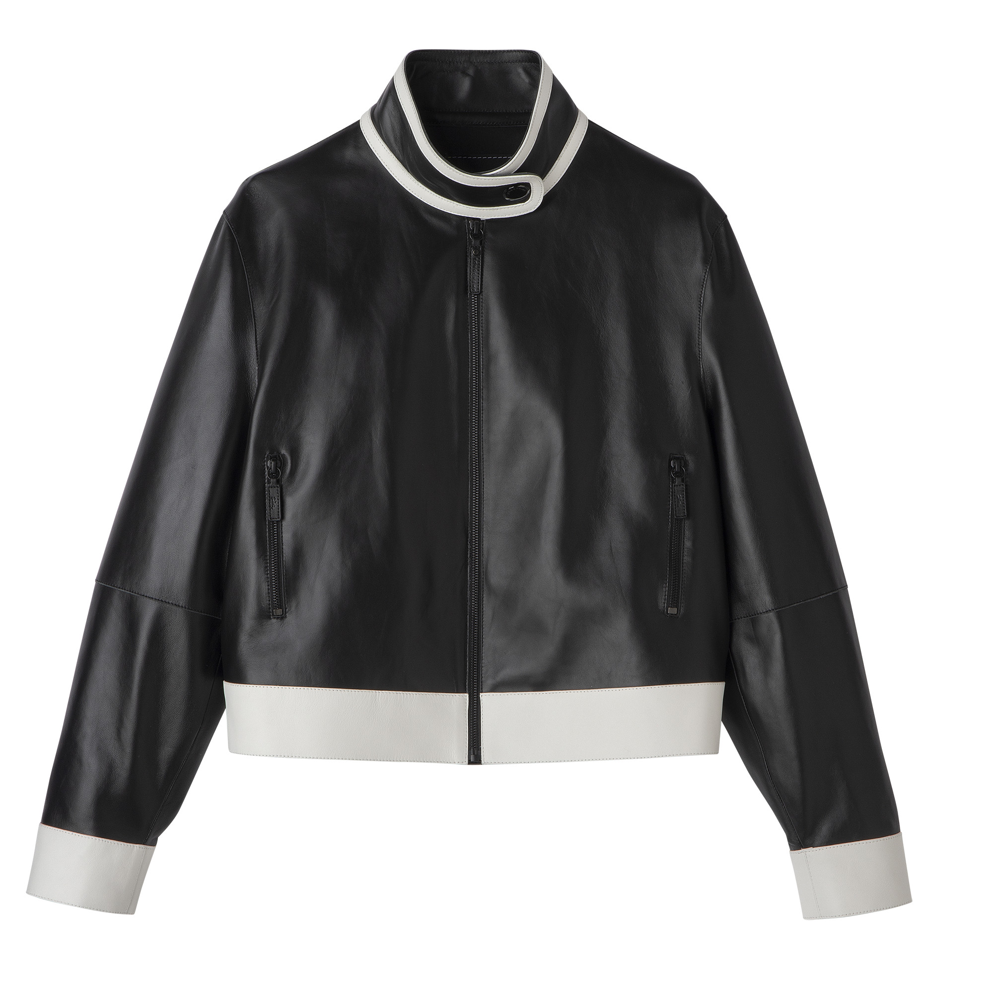 Leather short blouson Black - Leather | Longchamp US | Longchamp