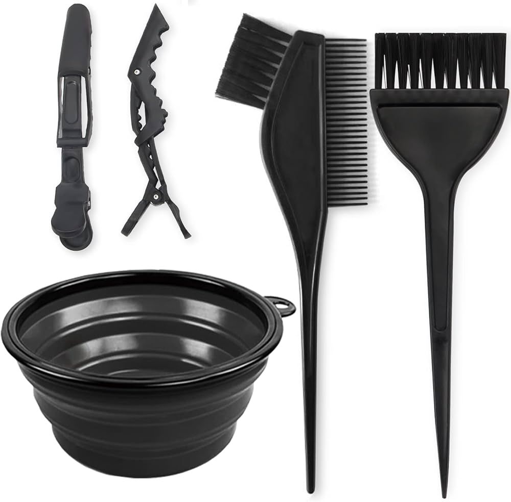 Yexixsr 5Pcs Professional Salon Hair Coloring Dyeing Kit, Dye Brush and Mixing Bowl Set, Angled C... | Amazon (US)