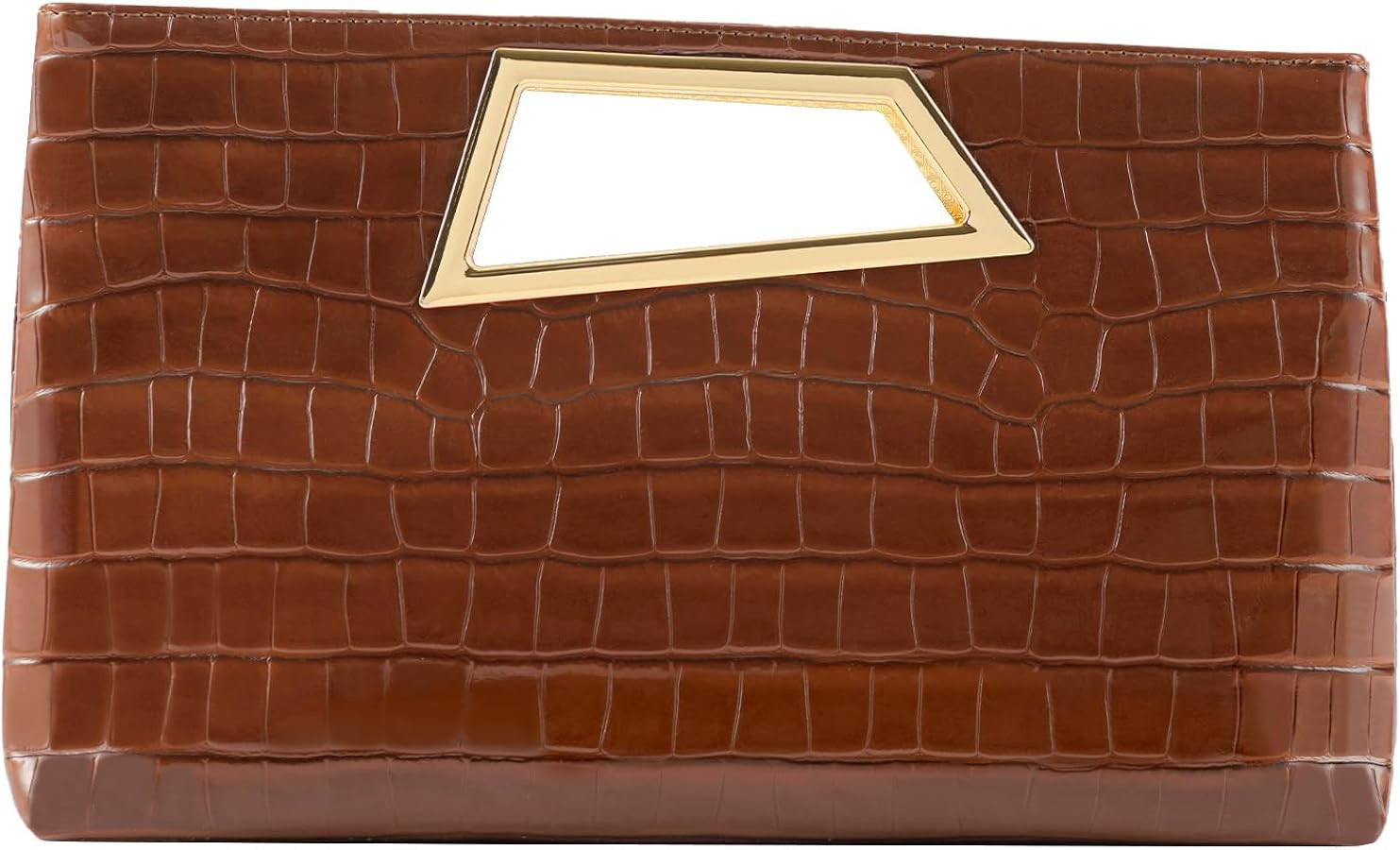 Coucoland Women's PU Leather Clutch Purse with Metallic Geo Top Handle | Amazon (US)