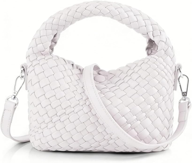 Woven Crossbody Bag Small Tote Cute Purse for Women,Top Handle Handbag Pu Leather Shoulderbag wit... | Amazon (US)