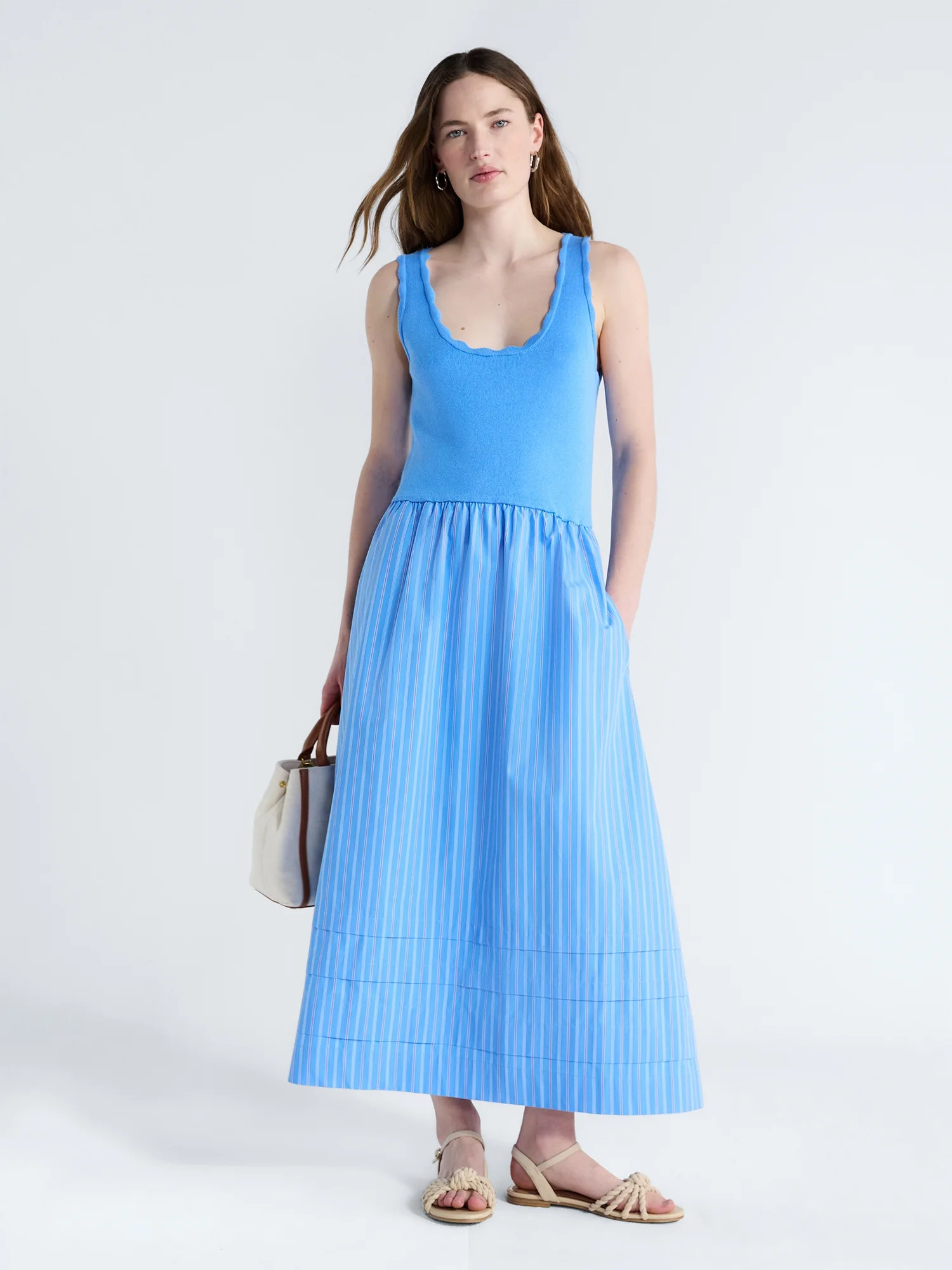 Free Assembly Women's and Women's Plus U-Neck Mixy Dress, Sizes XS-4X | Walmart (US)