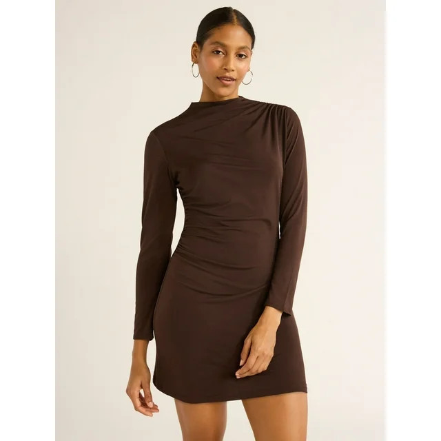 Scoop Women’s Ruched Knit Mini Dress, Sizes XS-XXL | Walmart (US)