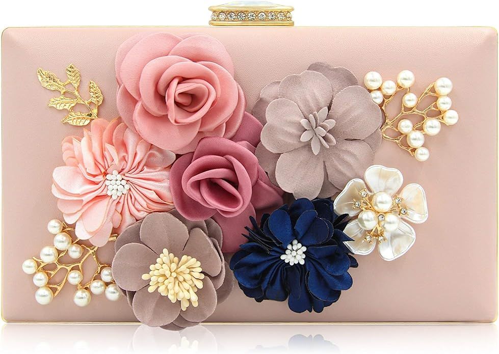 Milisente Evening Bag for Women, Flower Wedding Evening Clutch Purse Bride Floral Clutch Bag | Amazon (US)