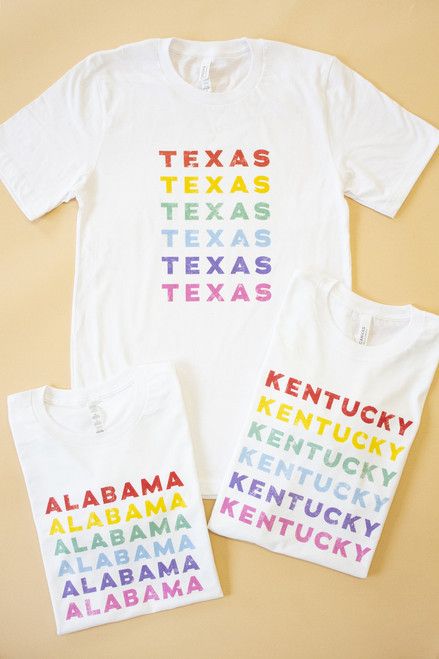 Rainbow State Name Graphic Tee | The Pink Lily Boutique