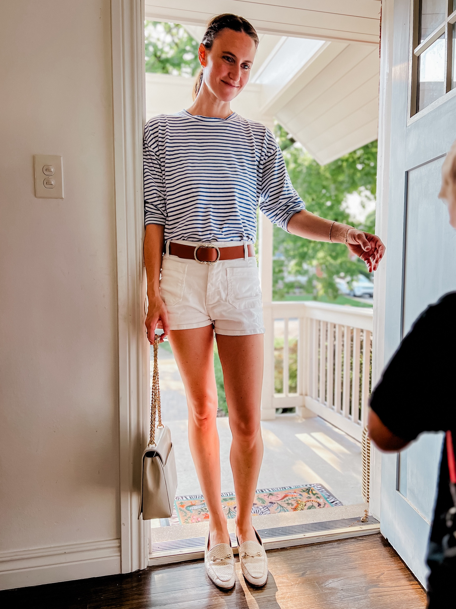 Blue and white stripes in summertime, always. 🙌 All about this AYR shirt, white denim, Dam Edelman flats & Sezane belt! 

#LTKStyleTip #LTKFindsUnder100 #LTKTravel