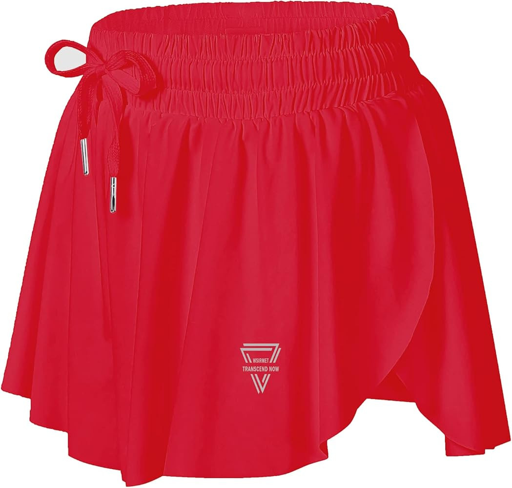 Wsirmet Flowy Shorts for Women Butterfly Shorts 2 in 1 Athletic Workout Gym Biker Running Shorts ... | Amazon (US)