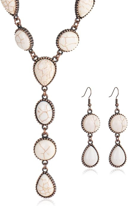 Rustic Couture's Western Necklace Earrings Jewelry Set for Women | Amazon (US)