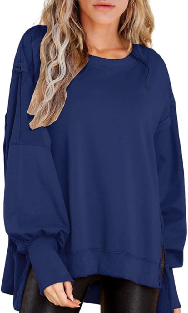 BWQ Women's Oversized Sweatshirt Crew Neck Long Sleeve Shirts Pullover Long Sleeve Tops S-2XL | Amazon (US)