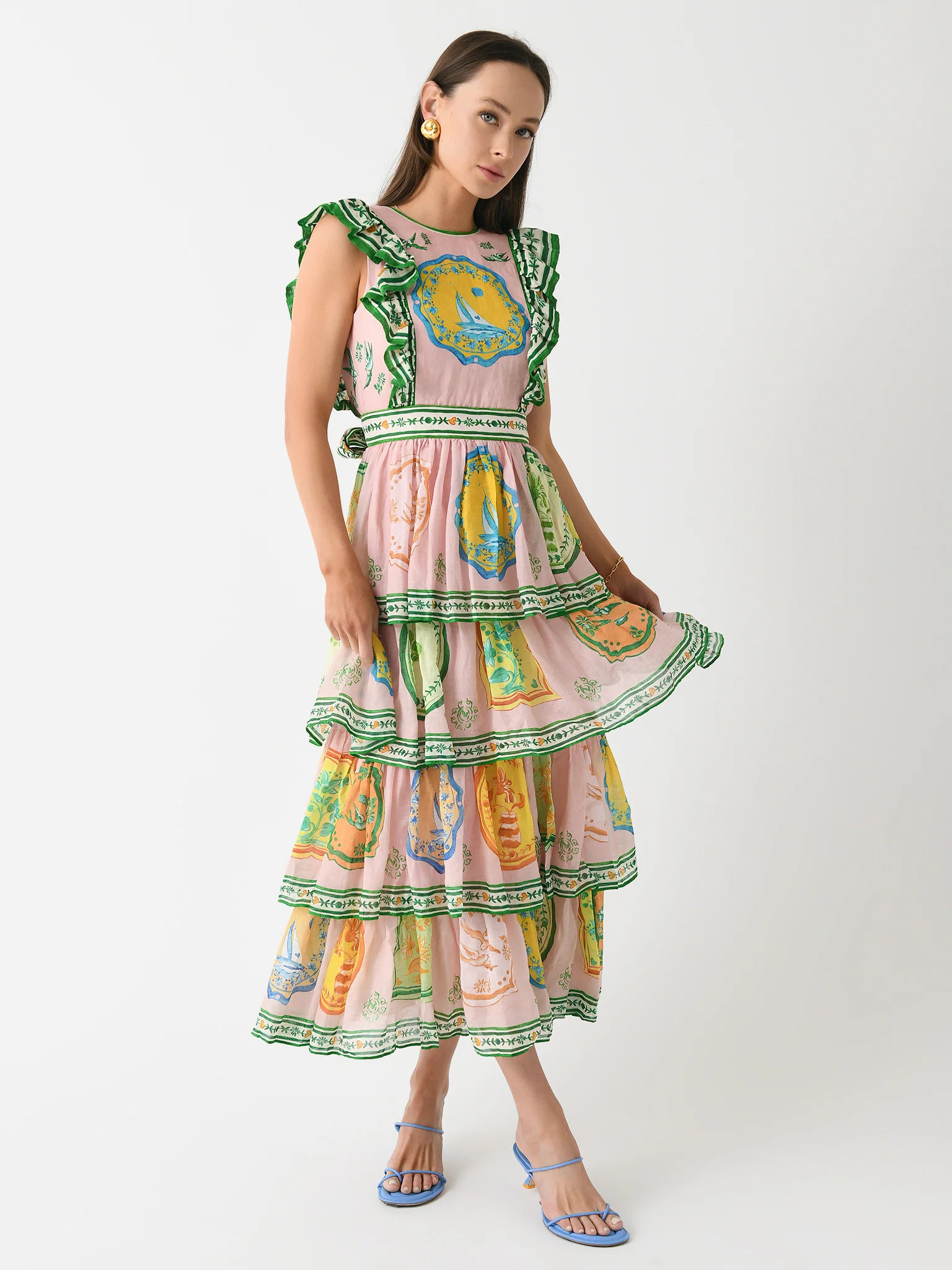 ALEMAIS
                      
                     Women's Porcelain Frill Midi Dress | Saint Bernard