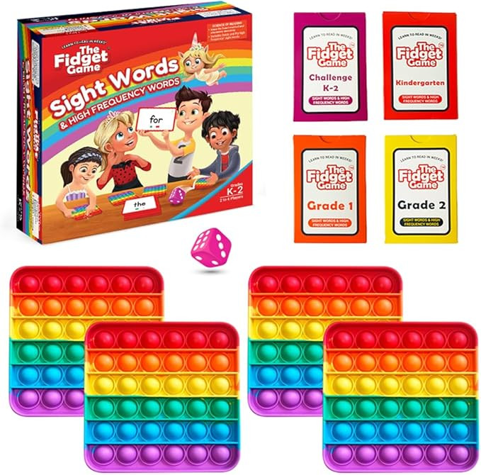 THE FIDGET GAME Sight Words - Reading Flashcards and Pop Fidget Toys for Kids K to Second Grade -... | Amazon (US)