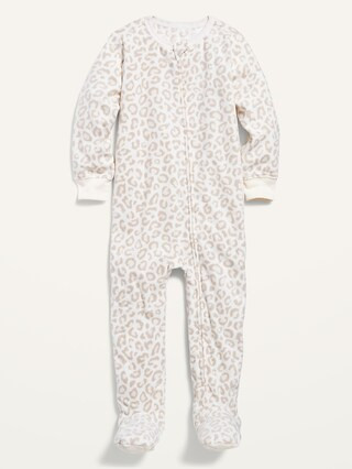 Micro Fleece Leopard-Print Footie Pajama One-Piece for Toddler & Baby | Old Navy (US)