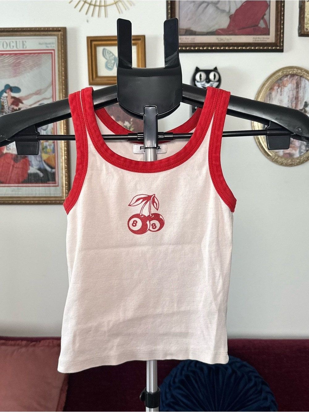 RSQ White Tank Top with Red Trim and Cherry Graphic | Poshmark