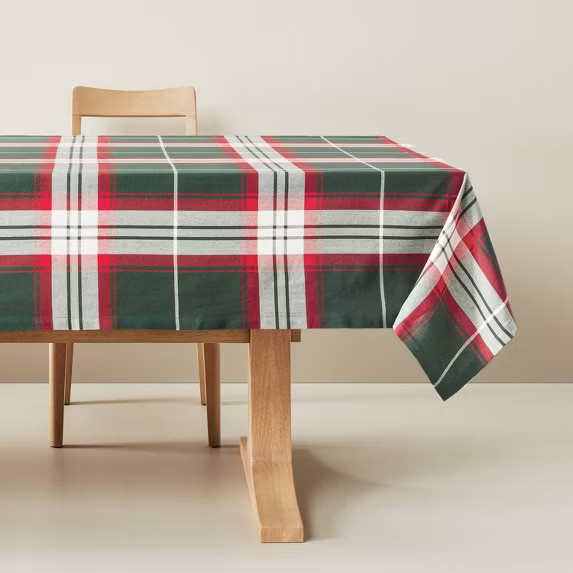 60"x84" Holiday Plaid Woven Tablecloth Green/Red - Hearth & Hand™ with Magnolia | Target
