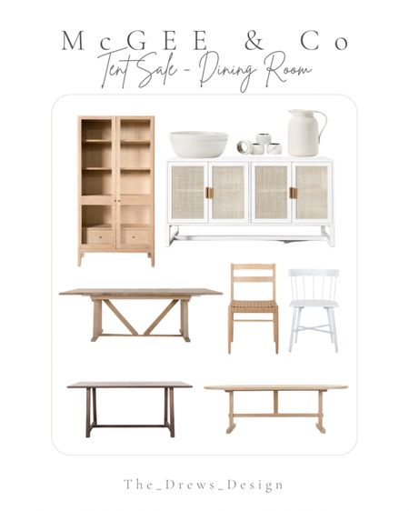 Shop my dining room picks from the McGee and Co sprint tent sale!. White oak cabinet, woven credenza, buffet, sideboard, white oak table, dark wood table, dining chair, pitcher, napkin ring, serveware 

#LTKhome #LTKsalealert #LTKFind