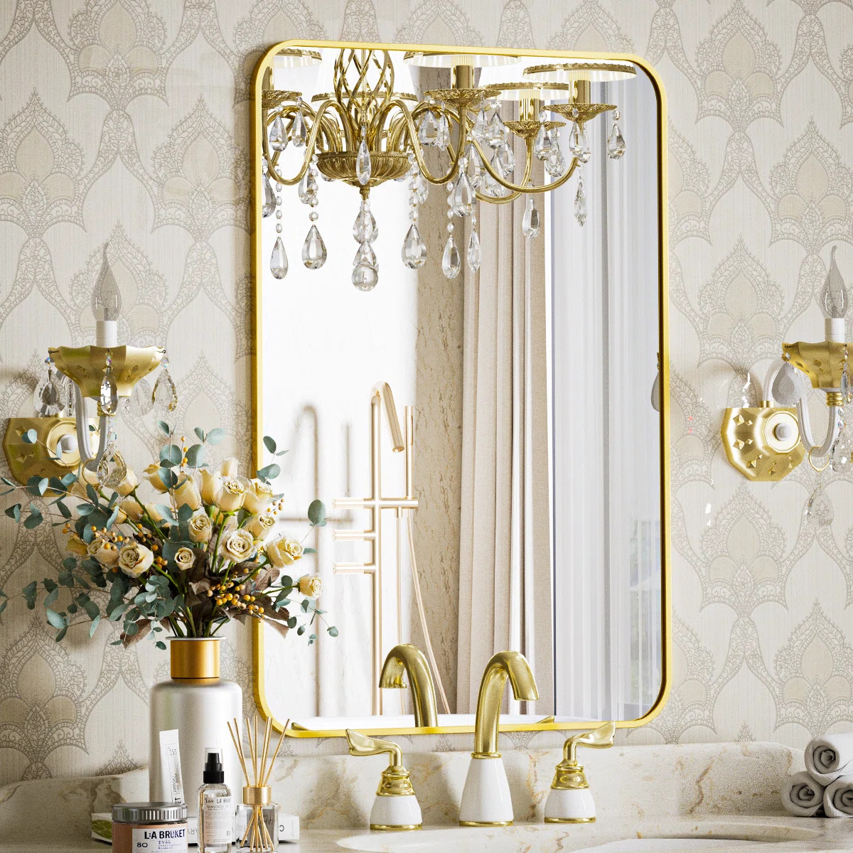 Jyun Safely Rounded Rectangle Metal Bathroom Mirror | Wayfair North America