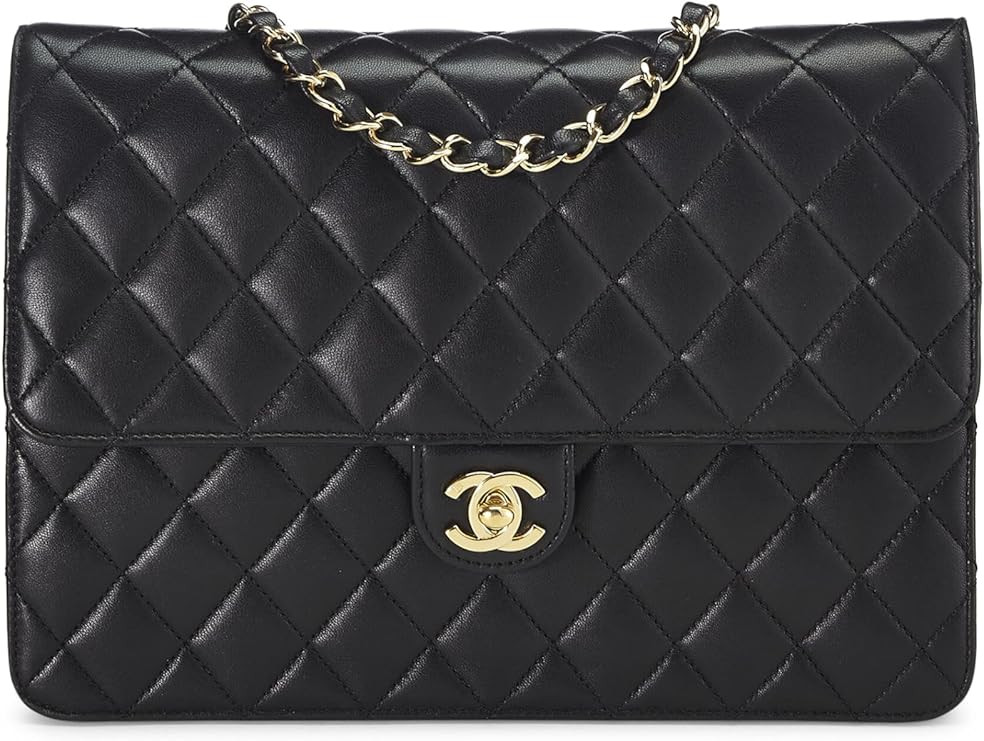 Amazon.com: Chanel, Pre-Loved Black Quilted Lambskin Turnlock Ex Flap Medium, Black : Luxury Stor... | Amazon (US)