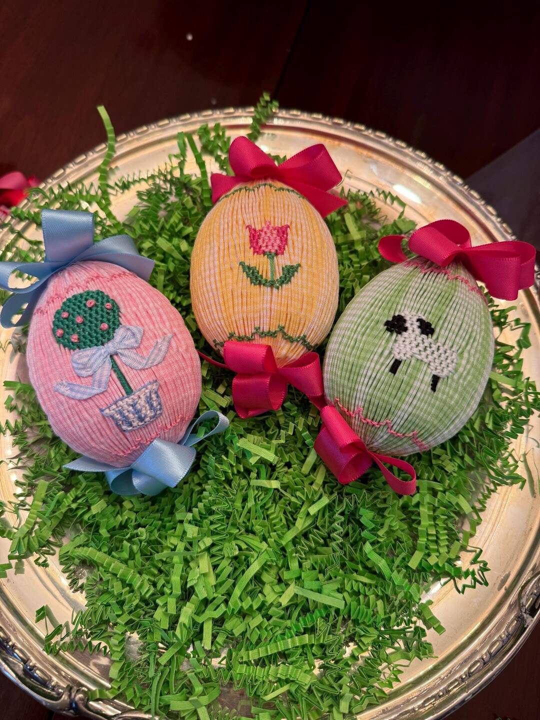 Three Spring Handsmocked Easter Eggs - Etsy | Etsy (US)