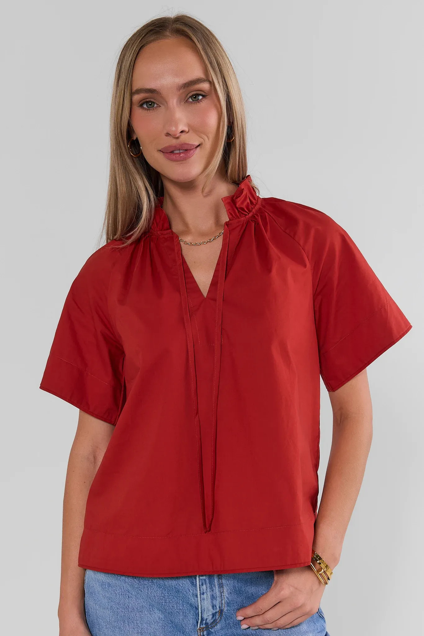 Rust Split Neck Top | Avara