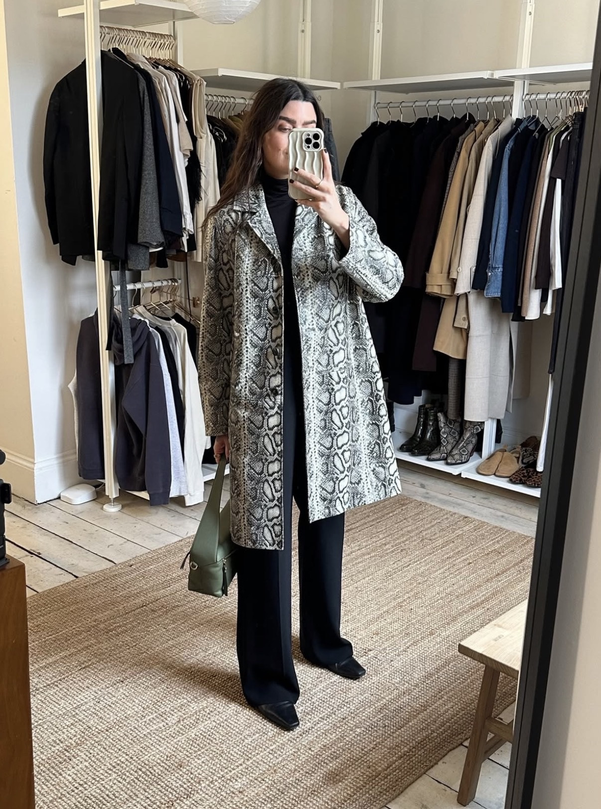 Coat season baby ❄️ snake print statement coat over an all black outfit

#LTKstyletip #LTKwinter