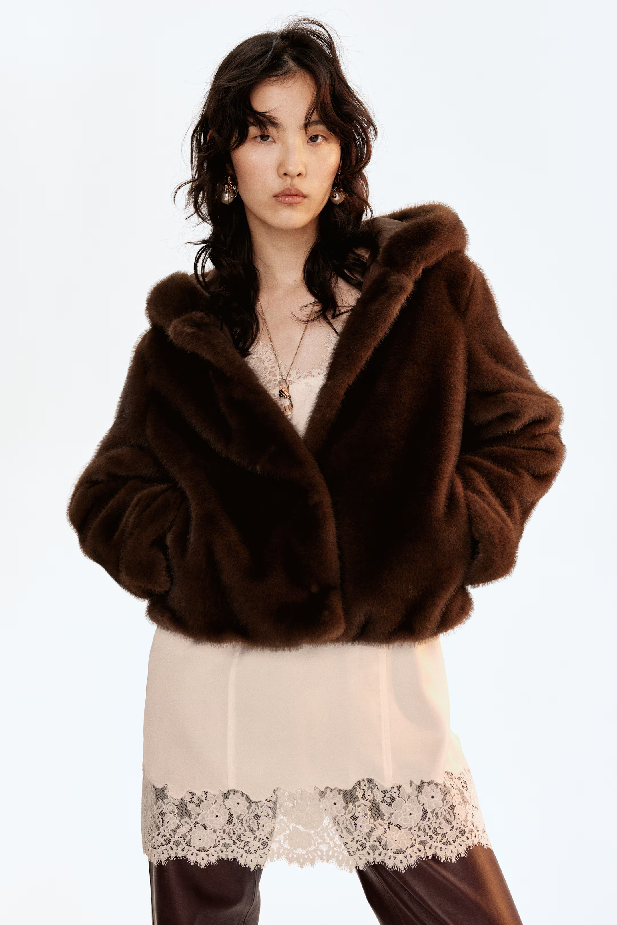 Hooded jacket - Dark brown - Ladies | H&M GB | H&M (UK, MY, IN, SG, PH, TW, HK)