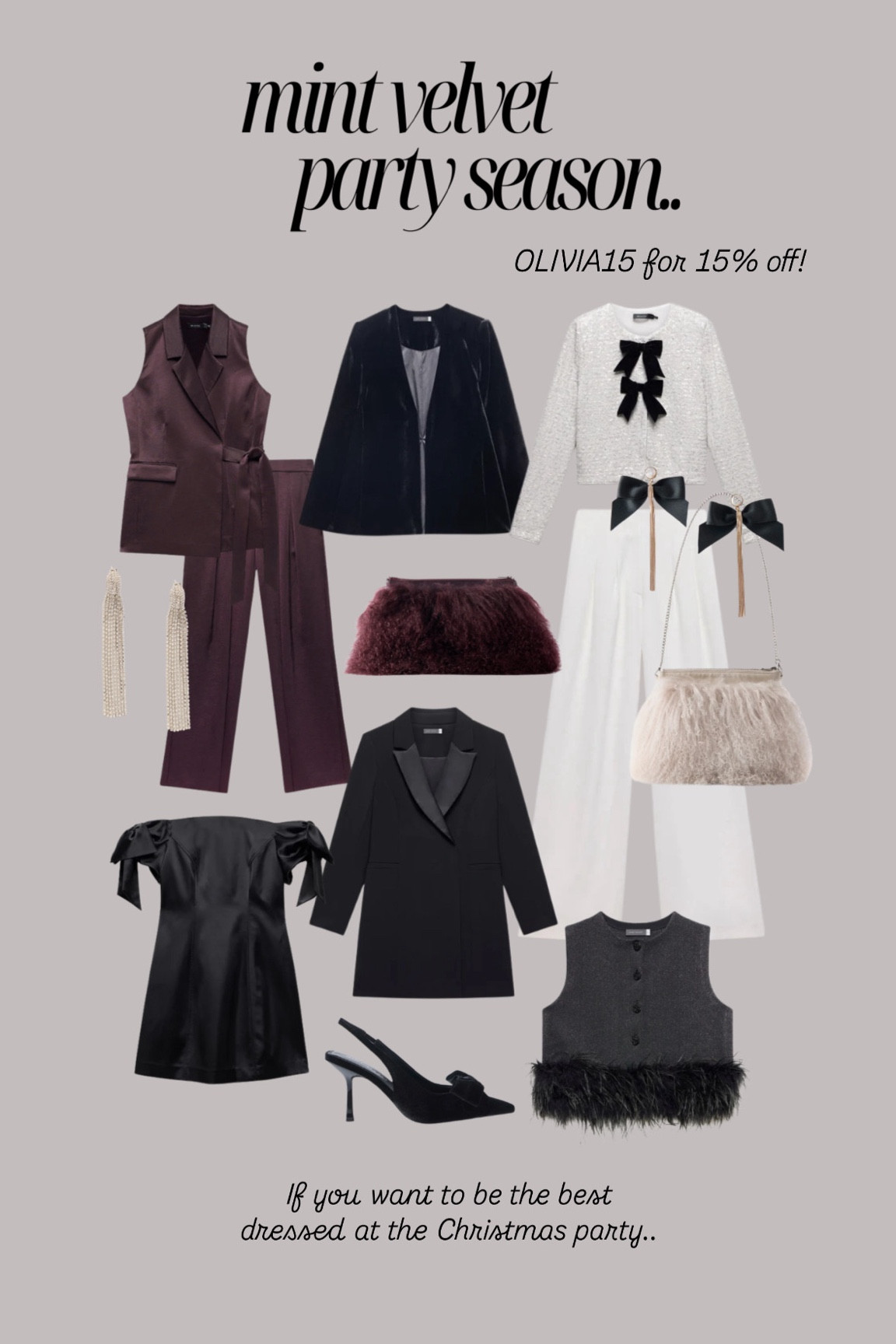 Mint Velvet party season edit ✨ use the code OLIVIA15 for 15% off site wide 🙋🏻‍♀️ 

Partywear, sparkle season, party dress, black dress, black suit, white trousers, going out, date night 

#LTKautumn #LTKstyletip #LTKpartywear