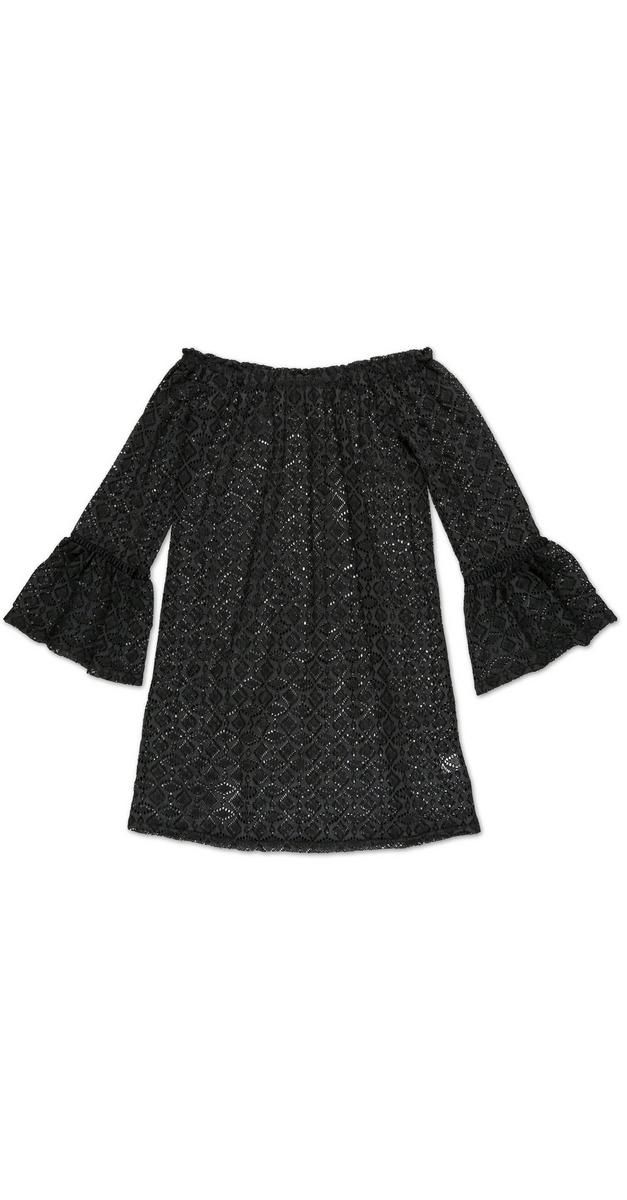 Women's Mesh Bell Sleeve Cover-Up Dress - Black-Black-1184806860301   | Burkes Outlet | bealls